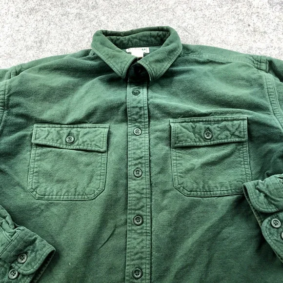 LL Bean Shirt Mens XL Green Regular Fit Button Up Thick Casual Flannel - Picture 3 of 8